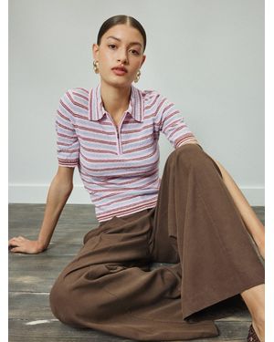 Next Quarter Zip Short Sleeve Knitlook Polo Shirt - Multicolor