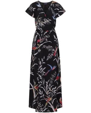 Hot Squash Elegant Mock Wrap Chiffon Maxi Dress - Black