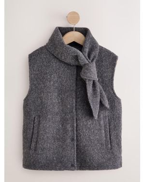 Next Charcoal Scardi Cover-Up Jacket With Removable Collar/ Scarf - Gray