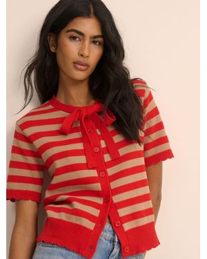 Nobody's Child Nobodys Child Short Sleeve Tie Neck Top - Red