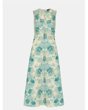 Whistles Floral Print Textured Midi Dress - Green