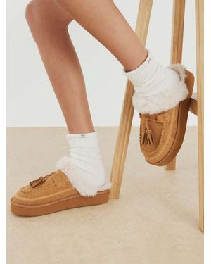 River Island Whipstitch Tassle Slippers - Natural