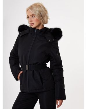 Threadbare Belted Padded Ski Jacket - Black