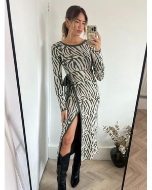 Style Cheat Renee Zebra Jacquard Knitted Midaxi Dress - Grün
