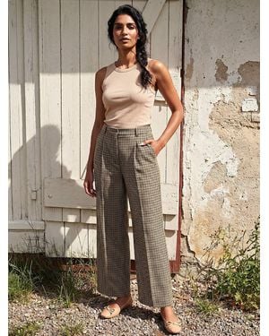 Roman Tweed Wide Leg Pants - Brown