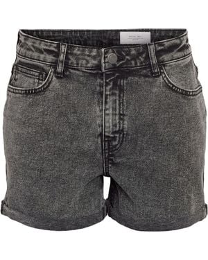 Noisy May High Waist Denim Shorts - Gray