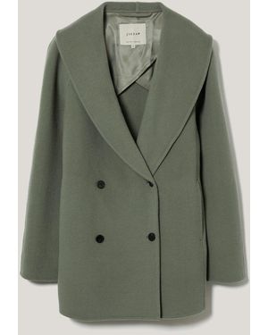 Jigsaw Double Faced Shawl Coat - Green