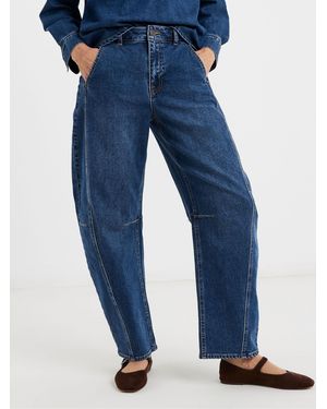JD Williams Authentic Fashion Pocket Barrel Leg Jeans - Blue