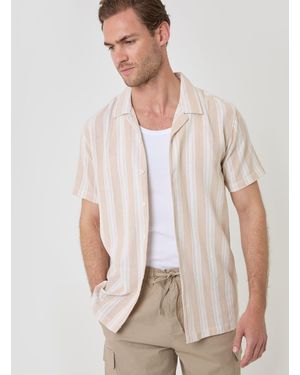 Threadbare Knitted Cotton Blend Short Sleeve Shirt - White