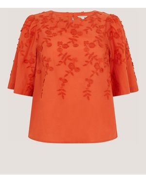 Monsoon Georgia Embroidered Top - Orange