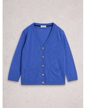 White Stuff Bright Nova Linen Blend Cardigan - Blue