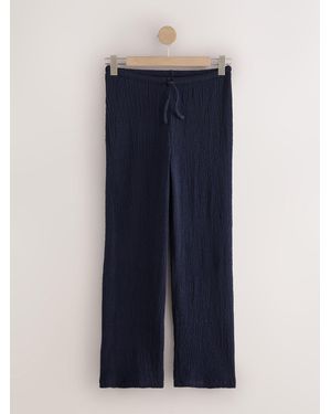 Next Wide Leg Textured Pants - Blue