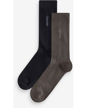 Calvin Klein Check Socks 2 Pack - Black