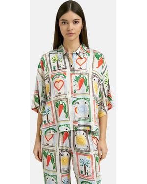Smith & Soul Tile Print Boxy Shirt - Natural
