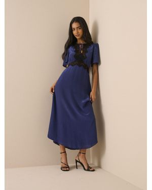 Nobody's Child Nobodys Child Lace Trim Wynne Midi Dress - Blue