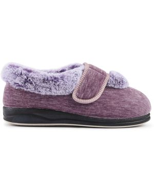 Pavers Easy Fit Extra Wide Touch Fasten Slippers - Purple