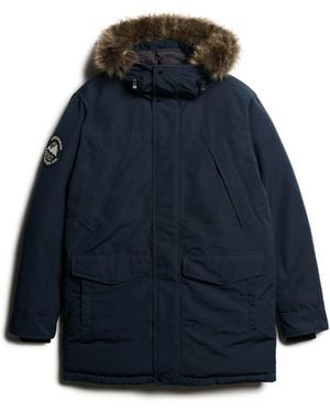 Superdry Everest Faux Fur Parka Jacket - Blue