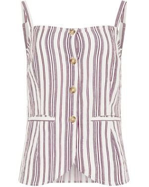 Long Tall Sally Stripe Button Waistcoat - White