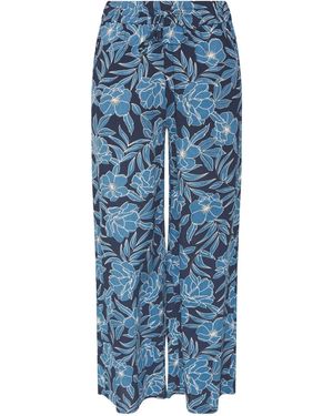 M Com Printed Wide Leg Pants - Blue