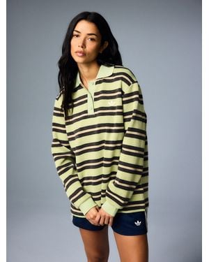 adidas Originals Stripe Knitted Polo Top - Grün