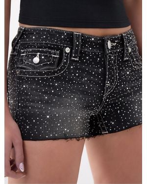 TRUE RELIGION Crystal Joey Low Rise Cutoff Short - Black