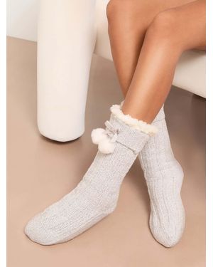 Lipsy Cozy Chenille Slipper Socks - Natural