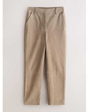 Nothing Ordinary Slim Real Suede Leg Pants - Natural