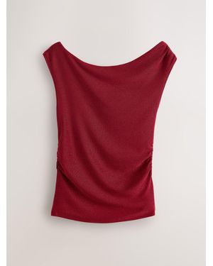 Next Metallic Sleeveless Drape Top - Red