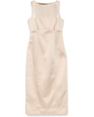 Mint Velvet Satin Midi Shift Dress - Natural