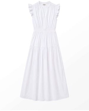 Ro & Zo Petite Cotton Frill Sleeve Dress - White