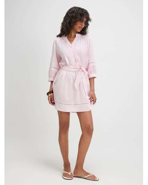 River Island Puff Sleeve Textured Mini Dress - Pink