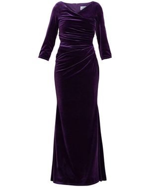 Gina Bacconi Sophie Velvet Maxi Dress With 3/4 Sleeve - Blue