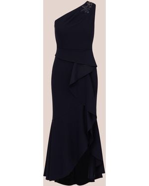 Adrianna Papell Studio Beaded Knit Crepe Gown - Blue