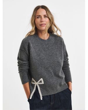 JD Williams Side Split Bow Sweater - Gray
