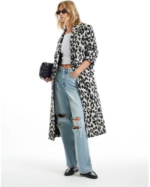 River Island Leopard Duster Coat - Blue
