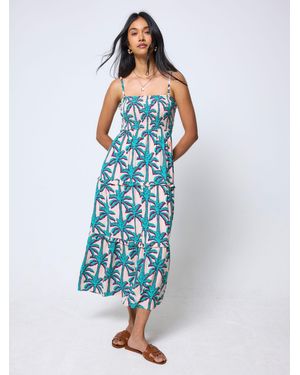 Scamp & Dude Shadow Palm Bandeau-Midikleid - Blau