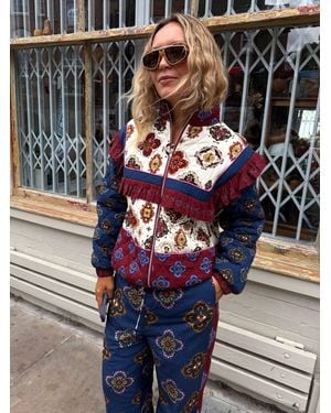 Never Fully Dressed Tile Print Quilted Jacket - Red