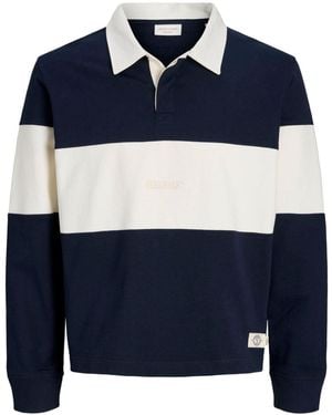 Jack & Jones Relaxed Fit Color Block Rugby Polo Shirt - Blue