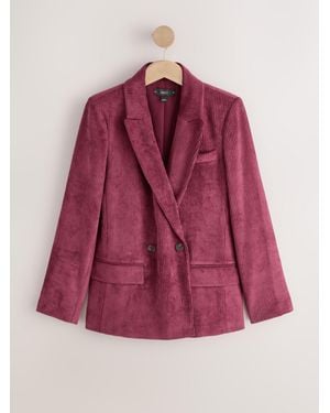 Next Burgundy Cord Double Breasted Relaxed Blazer - Purple
