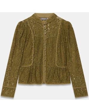 Mint Velvet Lace Military Blouse - Green