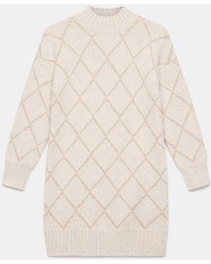 Mint Velvet Argyle Knit Mini Dress - White
