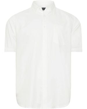 BadRhino Big & Tall Premium Short Sleeve Oxford 100% Cotton Shirt - White