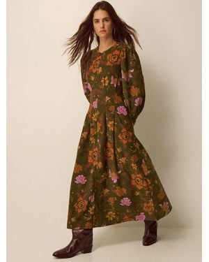Monsoon Princella Floral Corduroy Midi Dress - Natural