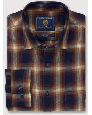 Brook Taverner Ombre Check Cotton Shirt - Blue