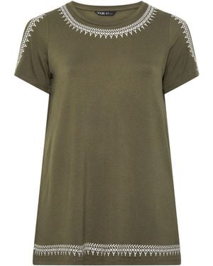 Yours Curve Yours Curve Embroidered Cold Shoulder Top - Green