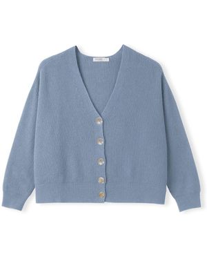 Celtic & Co. Studio Slouchy Ribbed V-Neck Cardigan - Blue