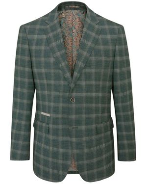 Skopes Dark Tailored Fit Parker Check Suit Jacket - Green