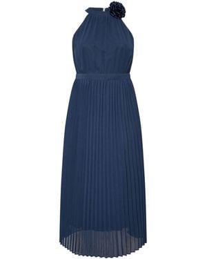 Yours Curve London Pleated Choker Corsage Dress - Blue