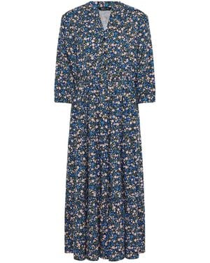 M Com Petite Ditsy Tiered Dress - Blue