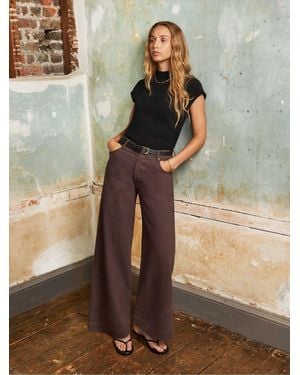 Ro & Zo Wide Fit Wide Leg Jeans - Brown